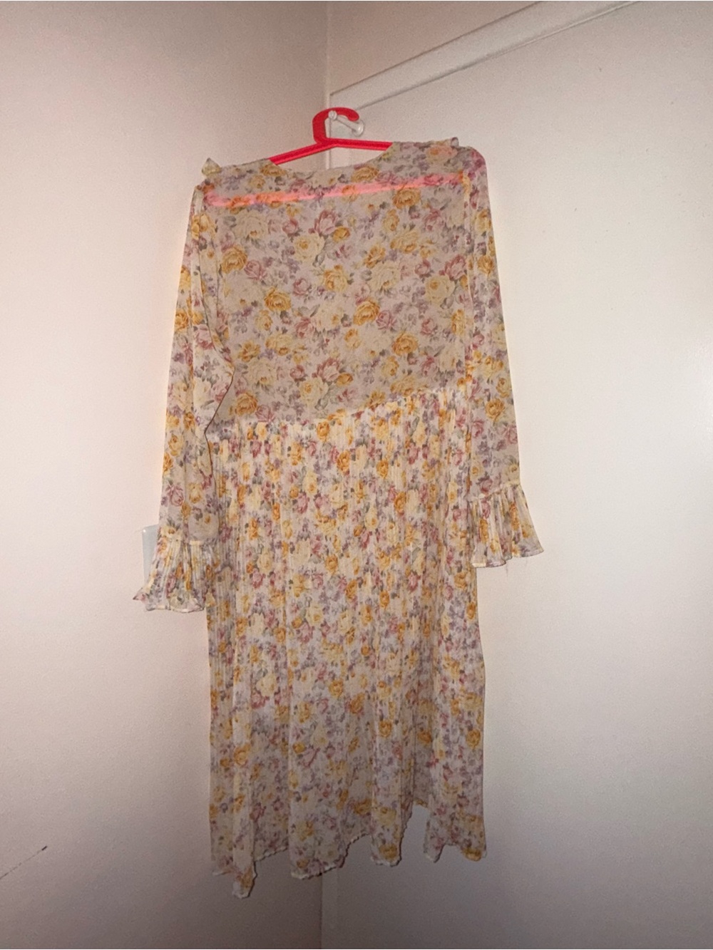 Floral Ruffle Midi Dress in Cream and Yellow - Picture 3 of 5